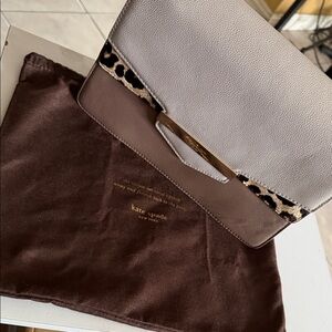Kate Spade Leopard Accent Gray and Brown purse w\dustbag